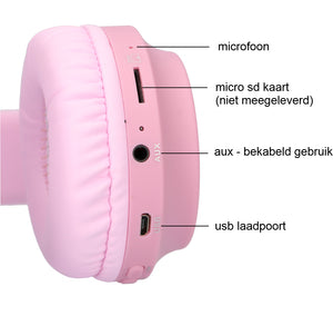megoo kinder koptelefoon bt028c roze detail