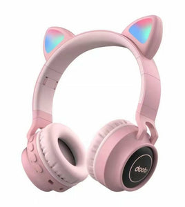 doobs draadloze kinder koptelefoon met led katoortjes roze - 85 Db VOLUME BEGRENZING