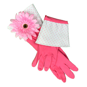 Megoo huishoudhandschoen roze met bloem