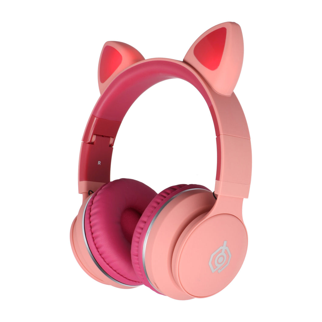 Megoo draadloze kinder koptelefoon met led katoortjes roze - LED031