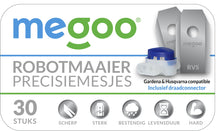 Afbeelding in Gallery-weergave laden, Megoo robotmaaier RVS 30 st voor Husqvarna en Gardena robotmaaiers in plastic box + GELCONNECTOR