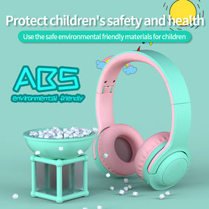 Kinder koptelefoon - hoofdtelefoonPicun-E3-roze-groen - draadloos bluetooth