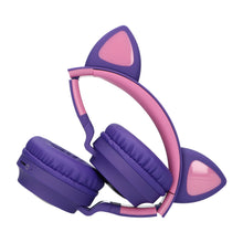 Afbeelding in Gallery-weergave laden, koptelefoon voor kinderen met katoren paars - roze megoo plooibaar
