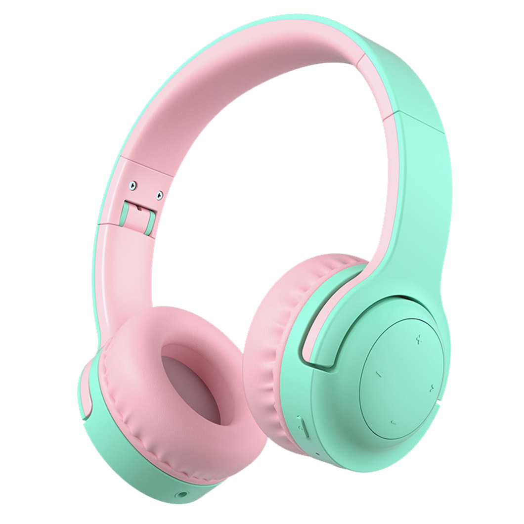 Kinder koptelefoon roze-groen - draadloos BT 5.0