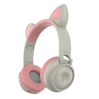 megoo kinder hoofdtelefoon grijs-roze met led katoor MEG-028-GR