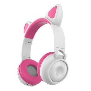 megoo kinder hoofdtelefoon wit-roze met led katoor MEG-028-RW