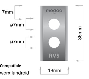 maten Worx Landroit robotmaaier mesjes rvs + gelconnector